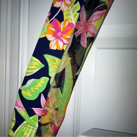 IBKUL UPF 50+ Tropical Print 1/4 Zip Down Long Sleeve Pull over Jacket - Picture 2 of 6